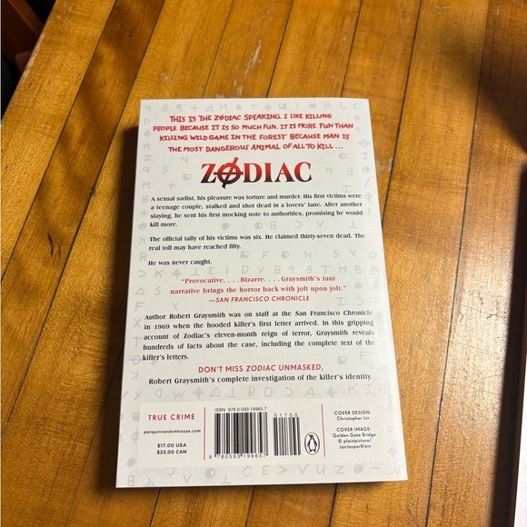 Zodiac by Robert Graysmith- Black and Red Cover - Picture 2 of 2